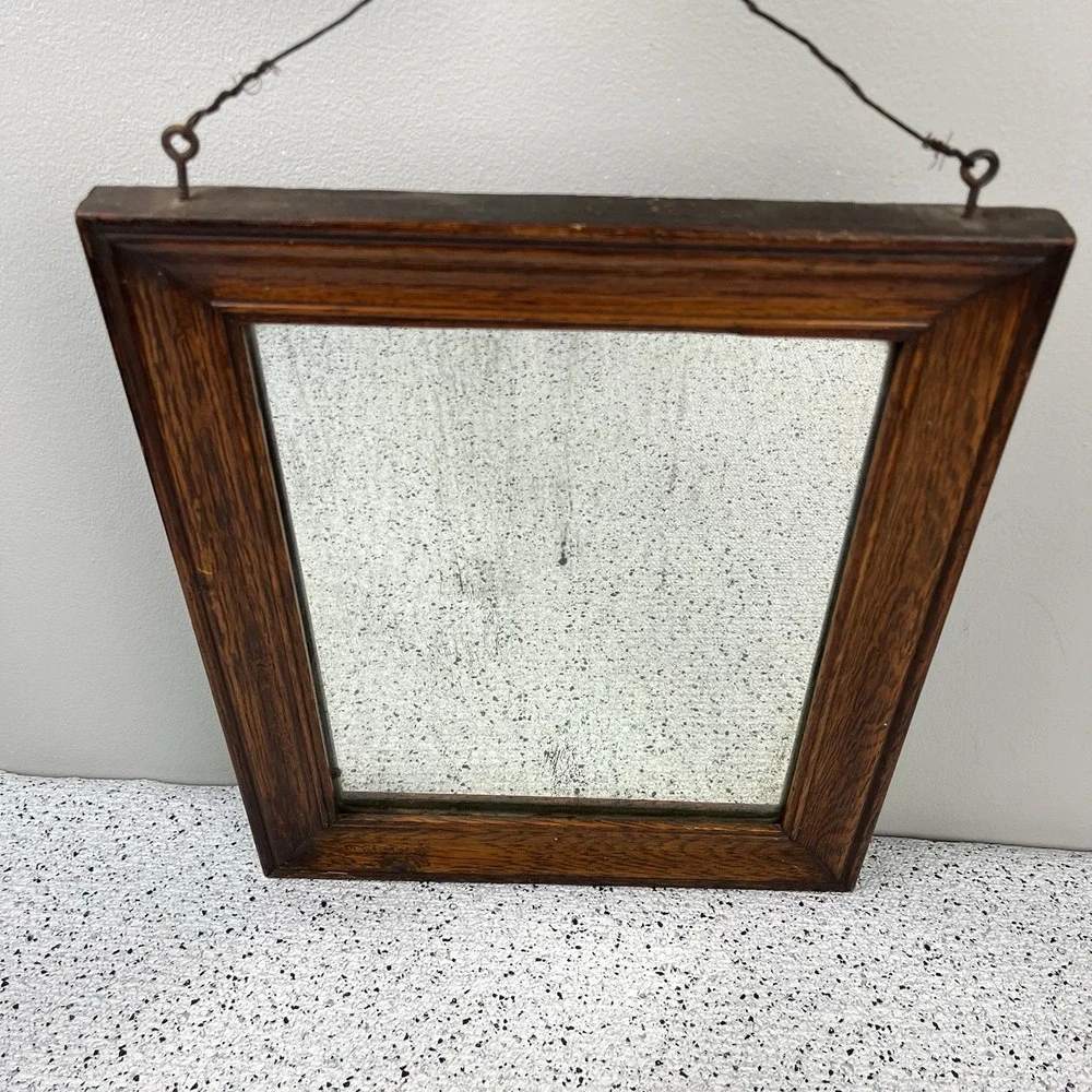 Dwelle-Kaiser Co Antique Mirror Wood Frame Distressed Gallery Wall Hanging